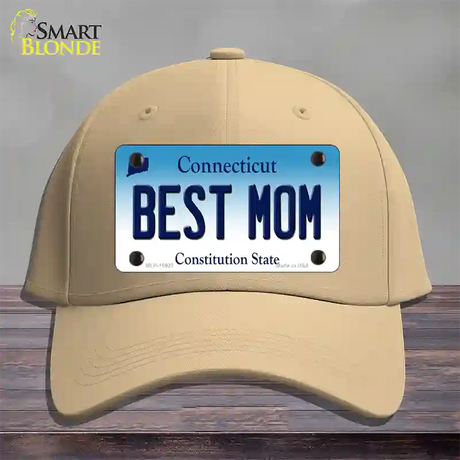 Best Mom Connecticut Novelty License Plate Hat Cotton / Khaki