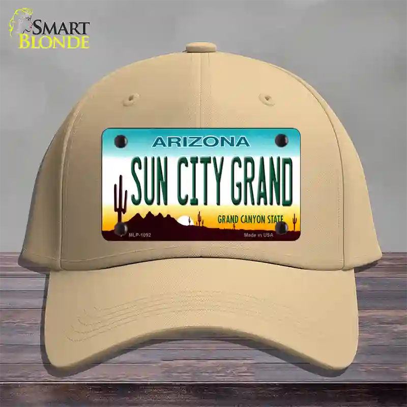 Sun City Grand Arizona Novelty License Plate Hat Cotton / Khaki