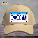 I Love Iowa Novelty License Plate Hat Cotton / Khaki