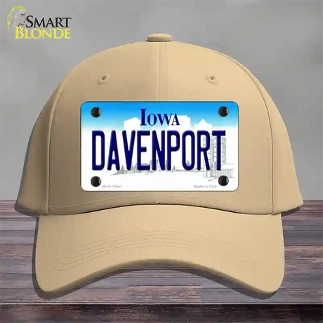 Davenport Iowa Novelty License Plate Hat Cotton / Khaki