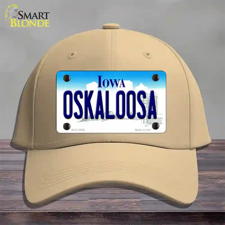 Oskaloosa Iowa Novelty License Plate Hat Cotton / Khaki