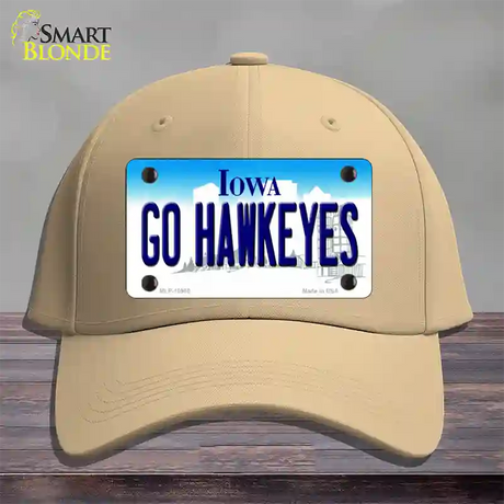 Go Hawkeyes Iowa Novelty License Plate Hat Cotton / Khaki