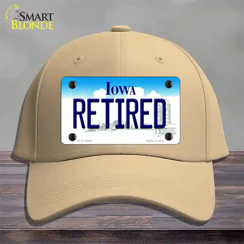 Retired Iowa Novelty License Plate Hat Cotton / Khaki