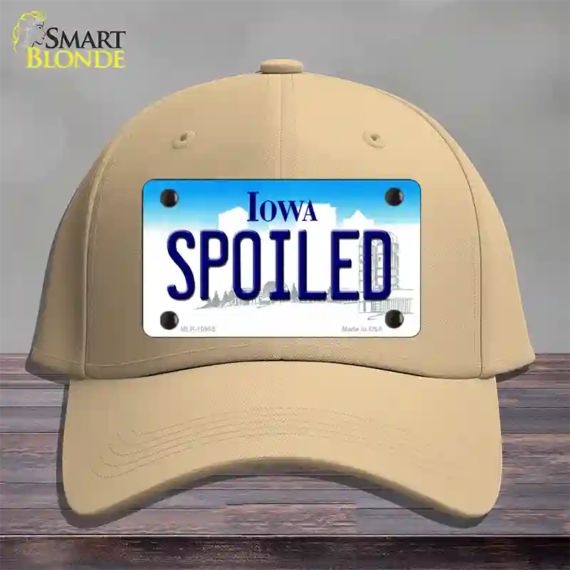 Spoiled Iowa Novelty License Plate Hat Cotton / Khaki