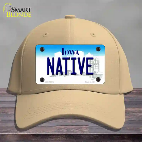 Native Iowa Novelty License Plate Hat Cotton / Khaki