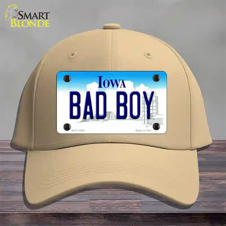 Bad Boy Iowa Novelty License Plate Hat Cotton / Khaki