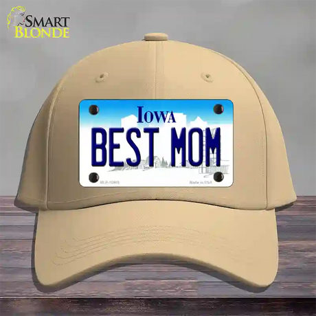 Best Mom Iowa Novelty License Plate Hat Cotton / Khaki