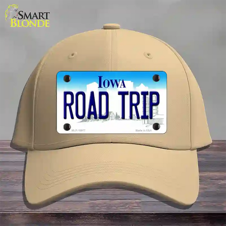 Road Trip Iowa Novelty License Plate Hat Cotton / Khaki