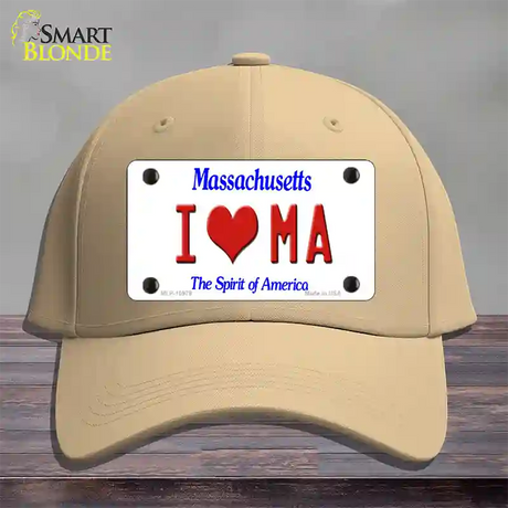 I Love Massachusetts Novelty License Plate Hat Cotton / Khaki