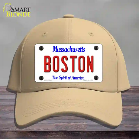 Boston Massachusetts Novelty License Plate Hat Cotton / Khaki