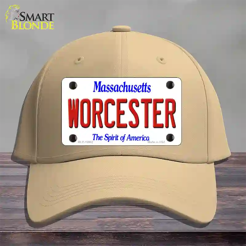 Worcester Massachusetts Novelty License Plate Hat Cotton / Khaki