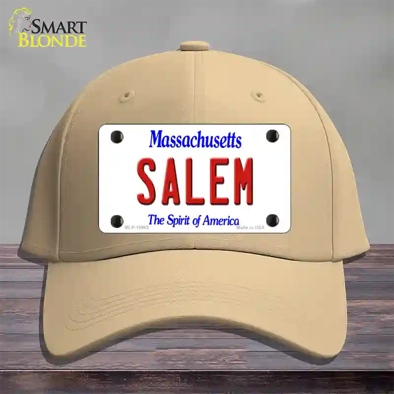 Salem Massachusetts Novelty License Plate Hat Cotton / Khaki