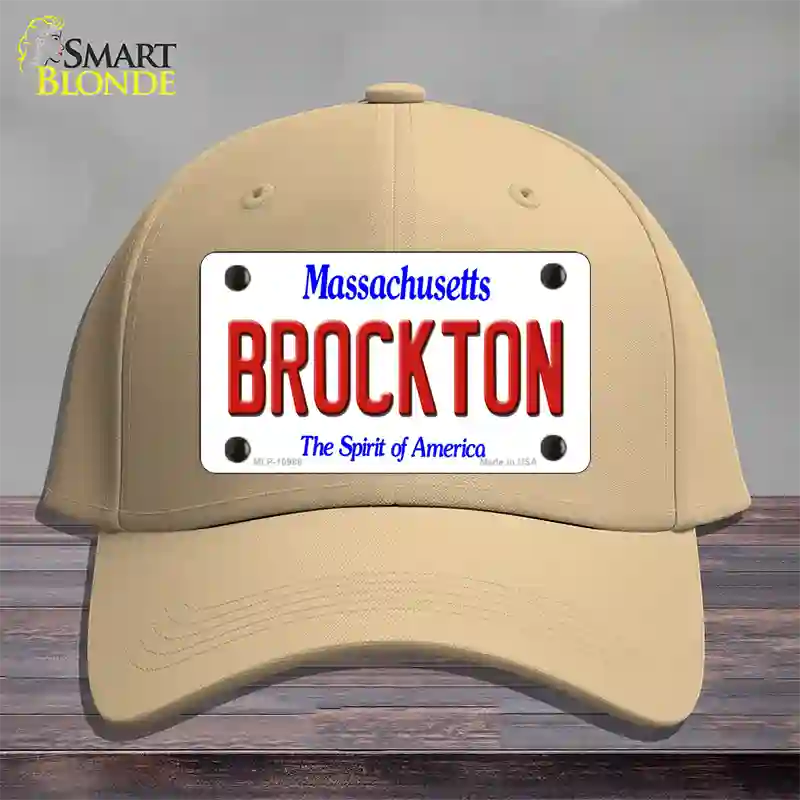 Brockton Massachusetts Novelty License Plate Hat Cotton / Khaki