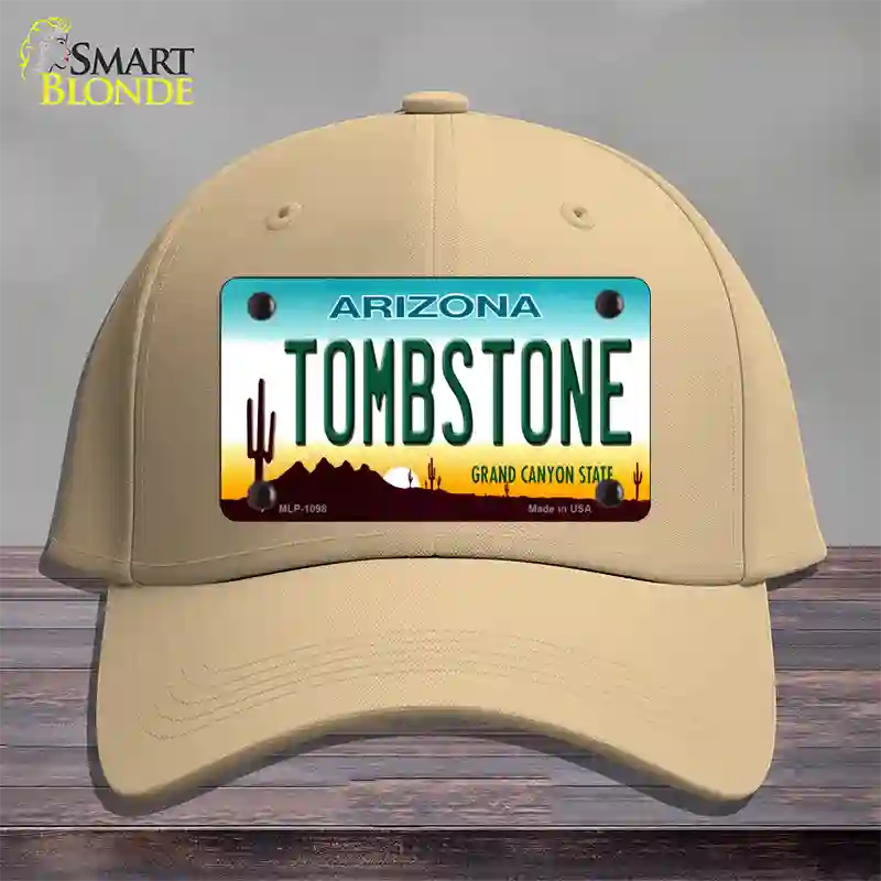 Tombstone Arizona Novelty License Plate Hat Cotton / Khaki