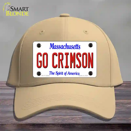 Go Crimson Massachusetts Novelty License Plate Hat Cotton / Khaki