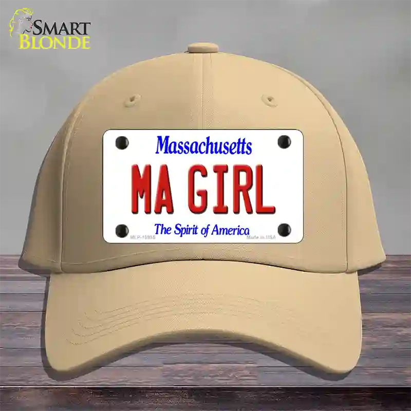 MA Girl Massachusetts Novelty License Plate Hat Cotton / Khaki