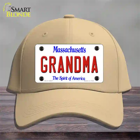 Grandma Massachusetts Novelty License Plate Hat Cotton / Khaki