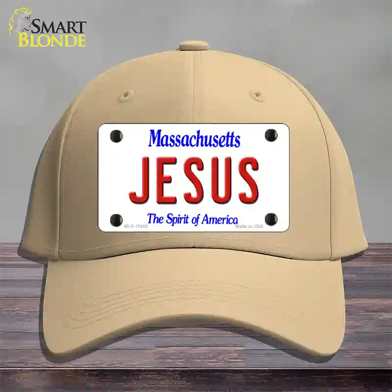 Jesus Massachusetts Novelty License Plate Hat Cotton / Khaki