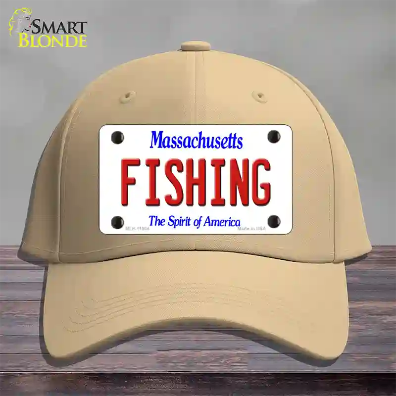 Fishing Massachusetts Novelty License Plate Hat Cotton / Khaki