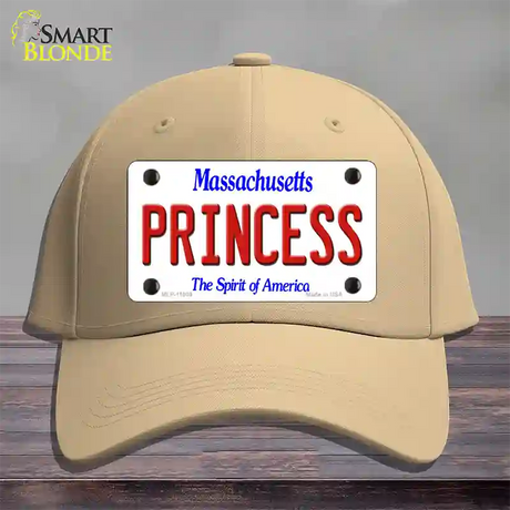 Princess Massachusetts Novelty License Plate Hat Cotton / Khaki