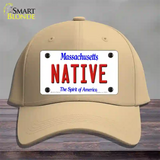 Native Massachusetts Novelty License Plate Hat Cotton / Khaki