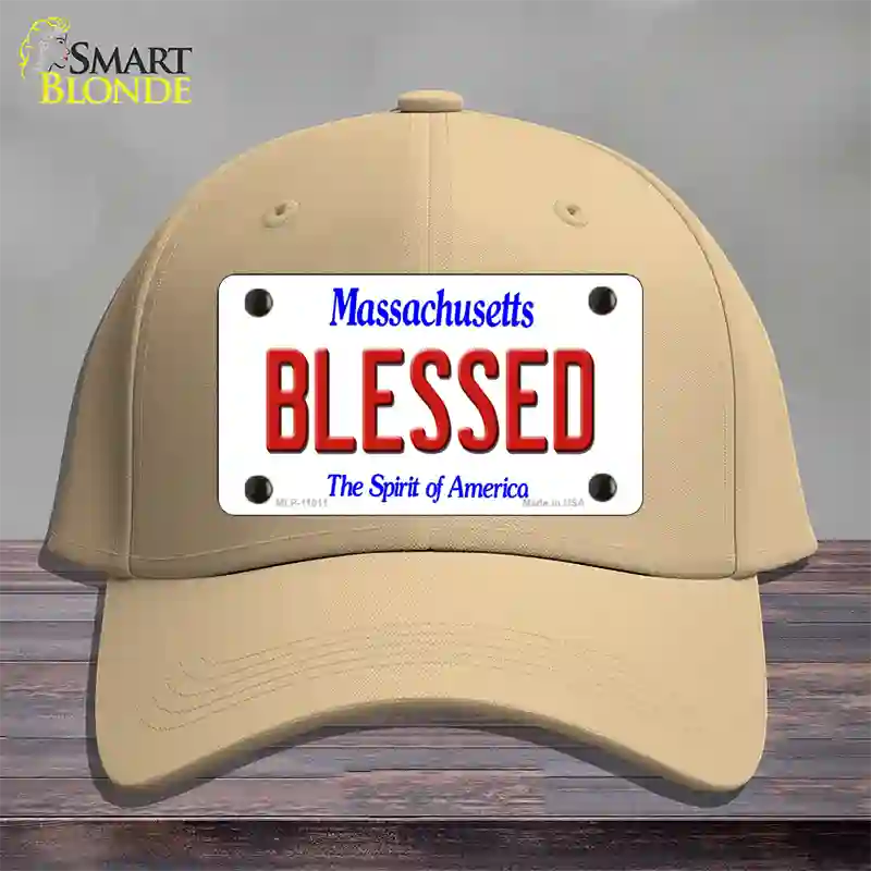 Blessed Massachusetts Novelty License Plate Hat Cotton / Khaki