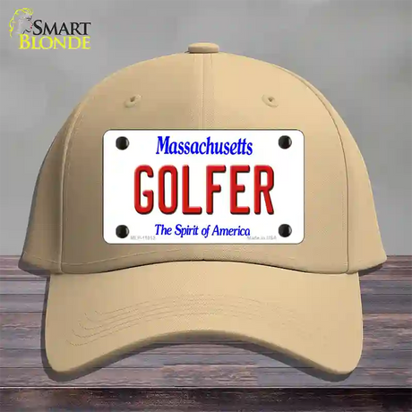 Golfer Massachusetts Novelty License Plate Hat Cotton / Khaki