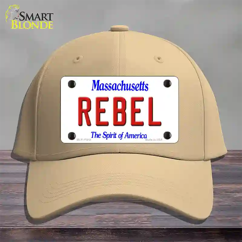 Rebel Massachusetts Novelty License Plate Hat Cotton / Khaki