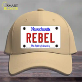 Rebel Massachusetts Novelty License Plate Hat Cotton / Khaki