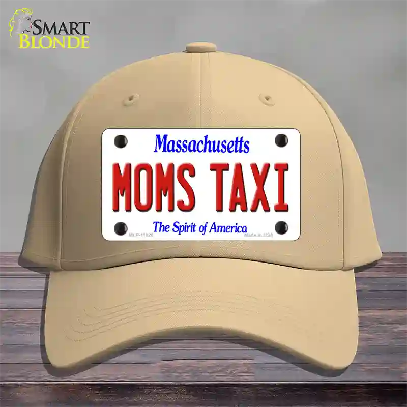 Moms Taxi Massachusetts Novelty License Plate Hat Cotton / Khaki