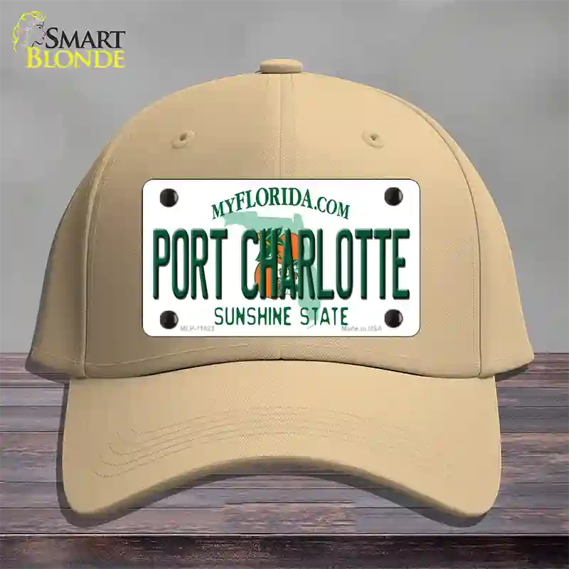 Port Charlotte Florida Novelty License Plate Hat Cotton / Khaki