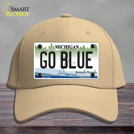 Go Blue Michigan Novelty License Plate Hat Cotton / Khaki