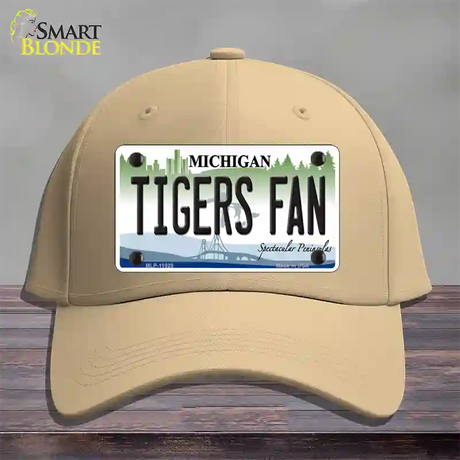 Tigers Fans Michigan Novelty License Plate Hat Cotton / Khaki