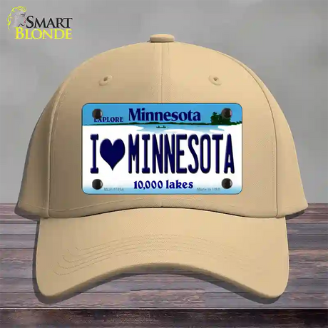 I Love Minnesota Novelty License Plate Hat Cotton / Khaki