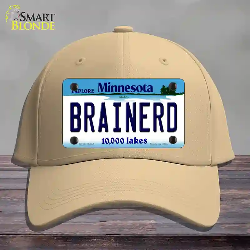 Brainerd Minnesota State Novelty License Plate Hat Cotton / Khaki