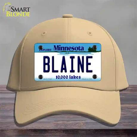 Blaine Minnesota State Novelty License Plate Hat Cotton / Khaki