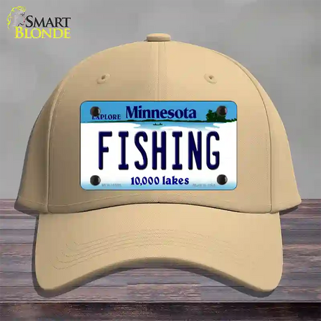 Fishing Minnesota State Novelty License Plate Hat Cotton / Khaki