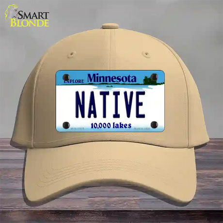 Native Minnesota State Novelty License Plate Hat Cotton / Khaki