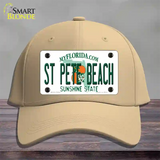 St Pete Beach Florida Novelty License Plate Hat Cotton / Khaki