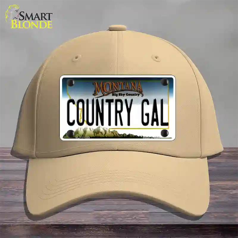 Country Gal Montana State Novelty License Plate Hat Cotton / Khaki