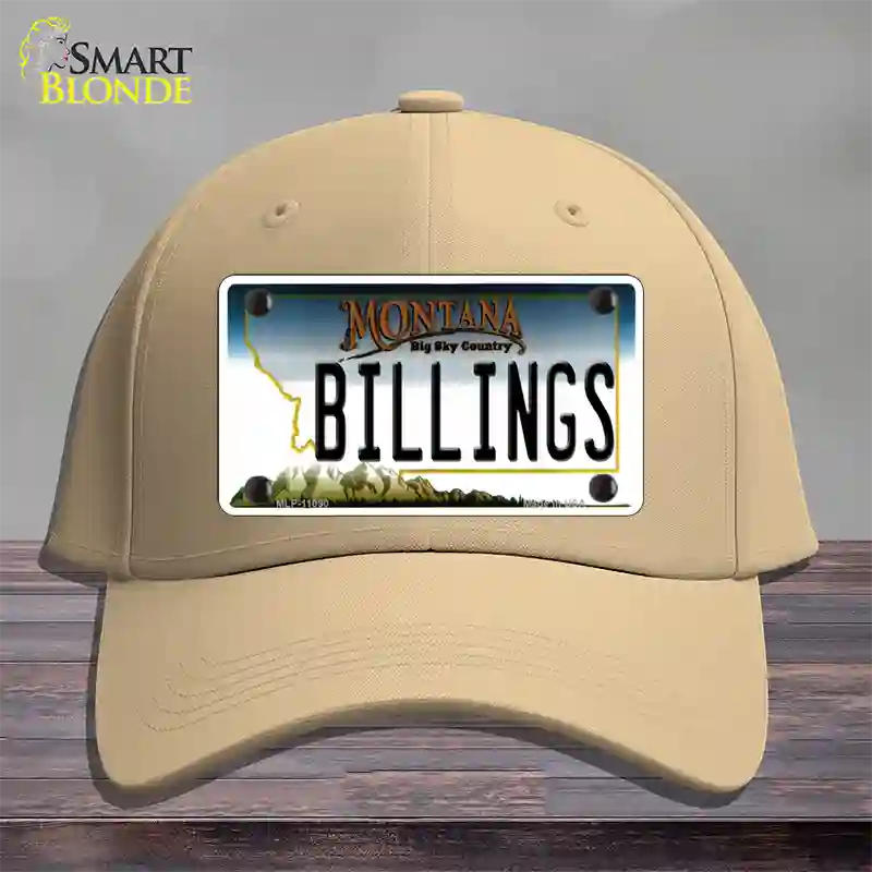 Billings Montana State Novelty License Plate Hat Cotton / Khaki