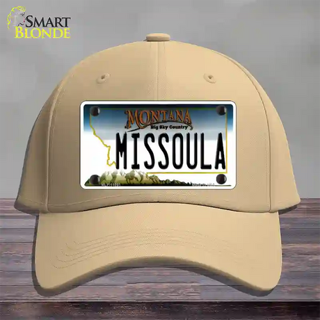 Missoula Montana State Novelty License Plate Hat Cotton / Khaki