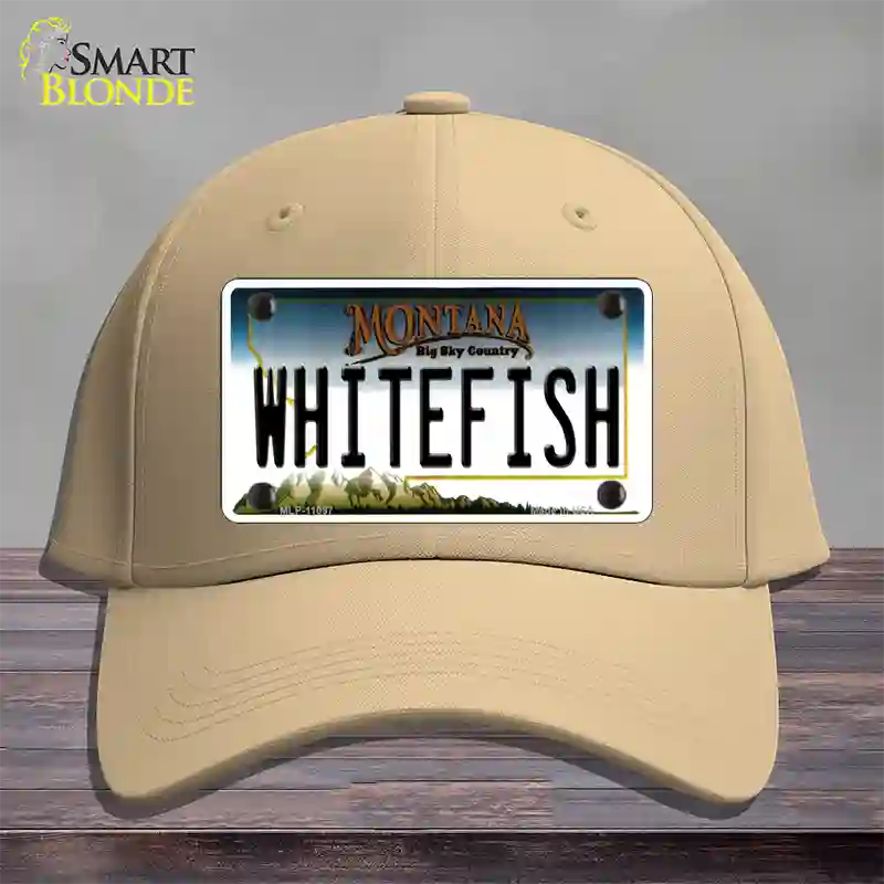 Whitefish Montana State Novelty License Plate Hat Cotton / Khaki