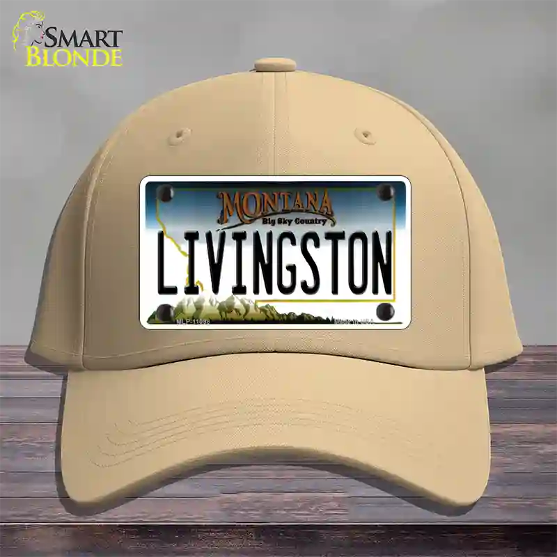 Livingston Montana State Novelty License Plate Hat Cotton / Khaki