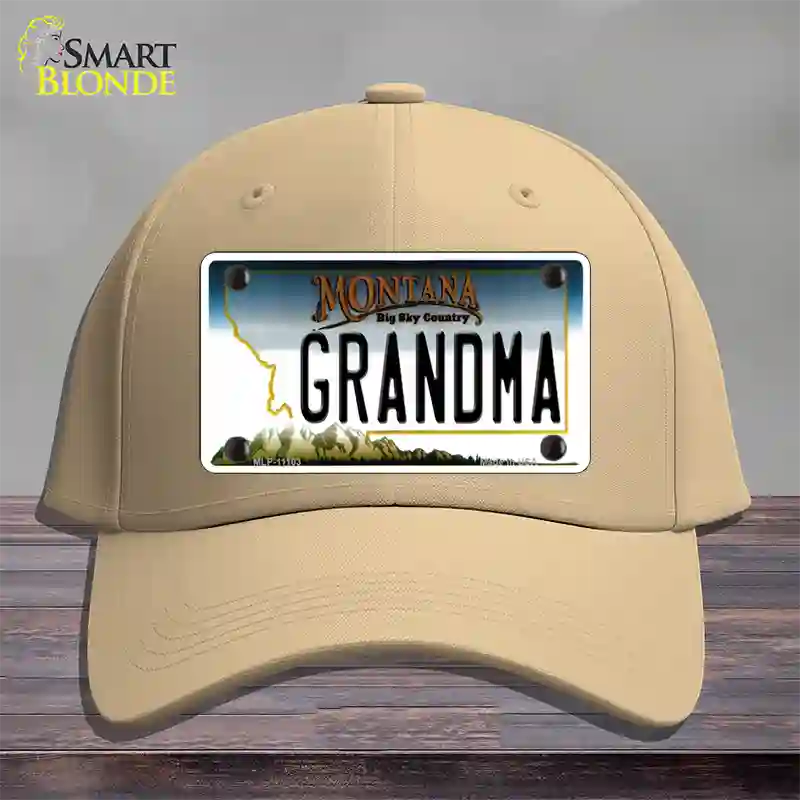 Grandma Montana State Novelty License Plate Hat Cotton / Khaki