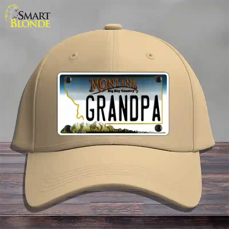 Grandpa Montana State Novelty License Plate Hat Cotton / Khaki