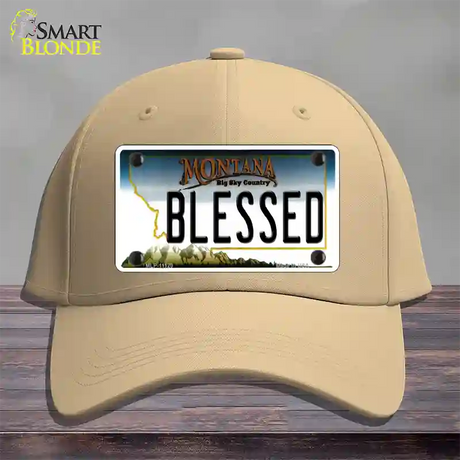 Blessed Montana State Novelty License Plate Hat Cotton / Khaki