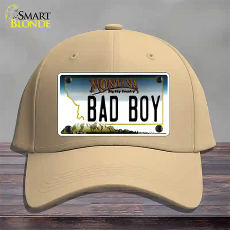 Bad Boy Montana State Novelty License Plate Hat Cotton / Khaki