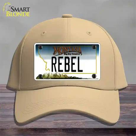 Rebel Montana State Novelty License Plate Hat Cotton / Khaki