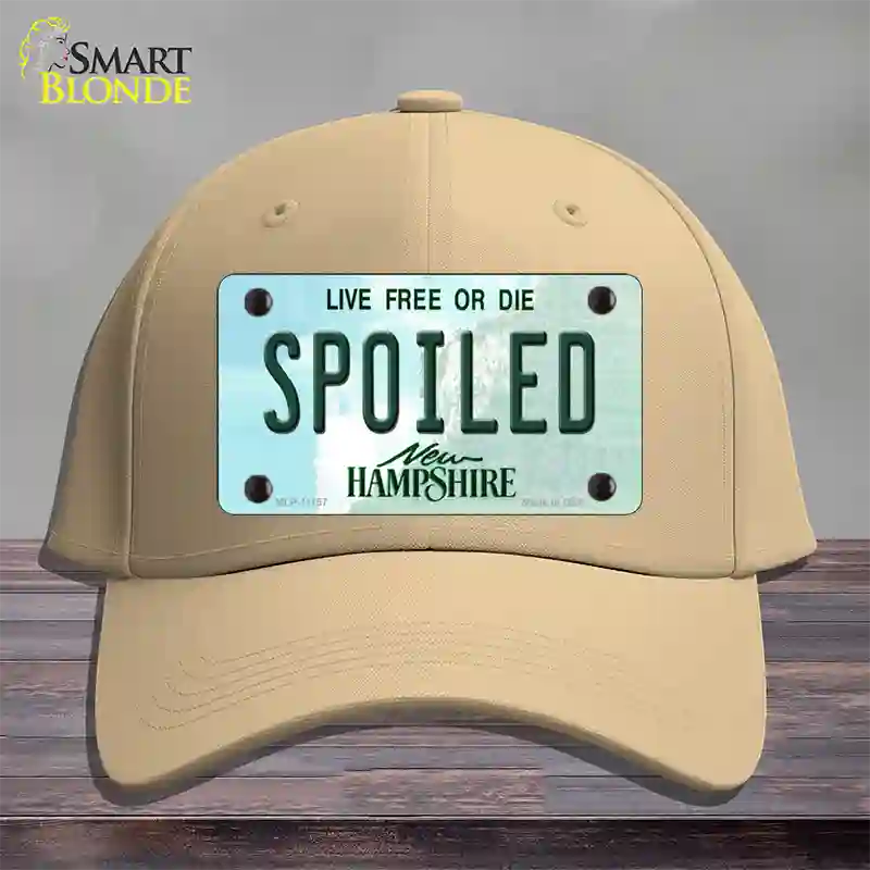 Spoiled New Hampshire State Novelty License Plate Hat Cotton / Khaki